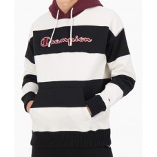 Sudadera Champion Striped Contrast Hood Oversized Negra Blanca