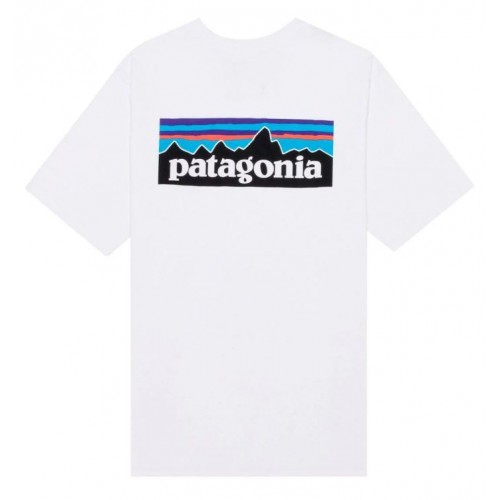 Camiseta Manga Patagonia Pocket Logo Blanca