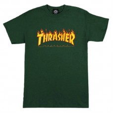 CAMISETA MANGA CORTA THRASHER FLAME FOREST GREEN