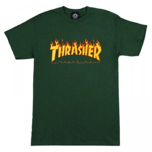 CAMISETA MANGA CORTA THRASHER FLAME FOREST GREEN